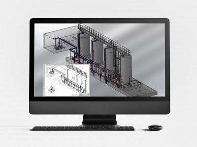 Zbiornik magazynowy z orurowaniem